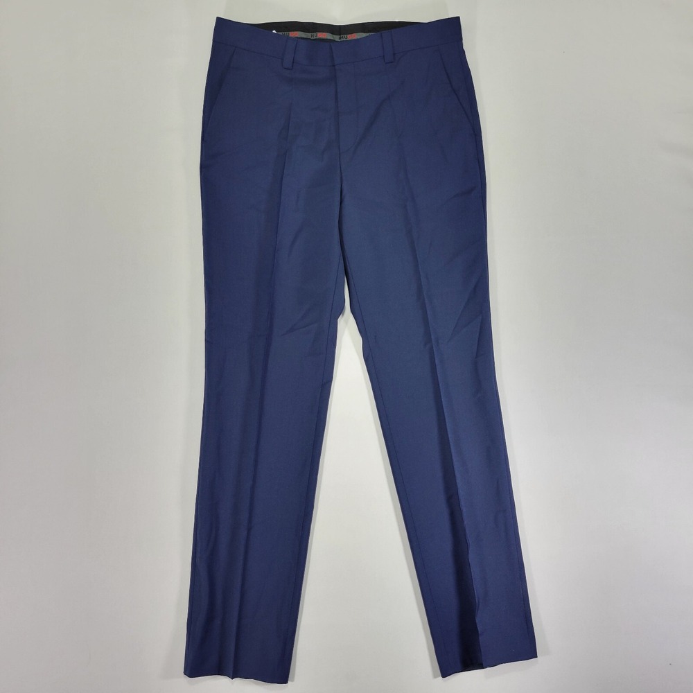 Hugo Boss Men's Dress Pant Trousers HOLY-ALLEE3 Navy Wool Blend Sz 34 NEW
